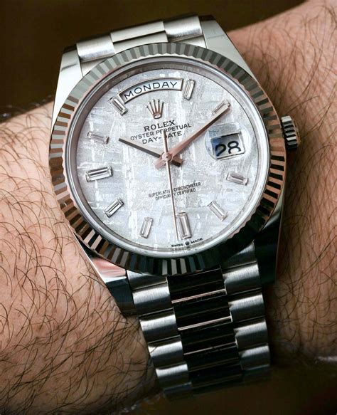 rolex day date white gold black dial roman|rolex day date 40 president.